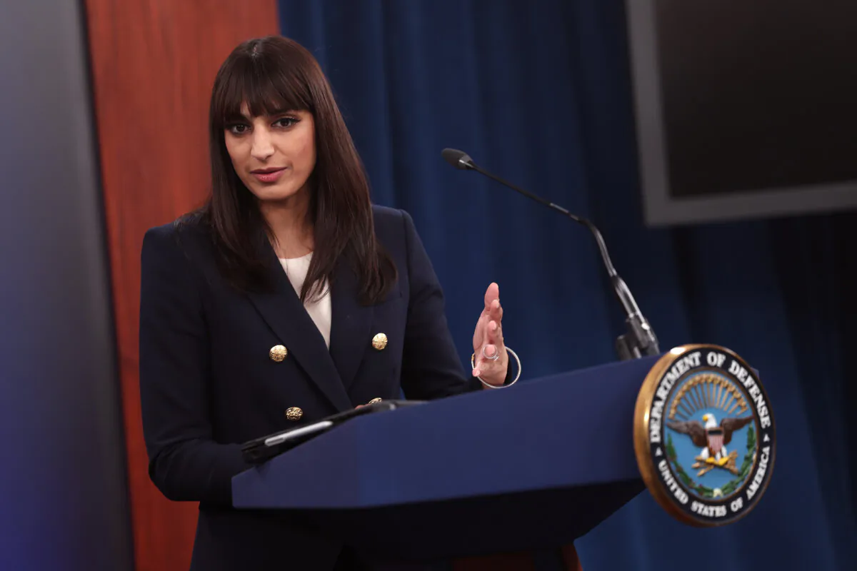 Pentagon spokeswoman Sabrina Singh in Arlington, Va., in a file image. (Kevin Dietsch/Getty Images)