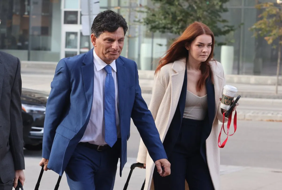 Lawrence Greenspon, lawyer for Tamara Lich (not shown), arrives at the courthouse in Ottawa on Oct. 16, 2023. (The Canadian Press/Patrick Doyle)