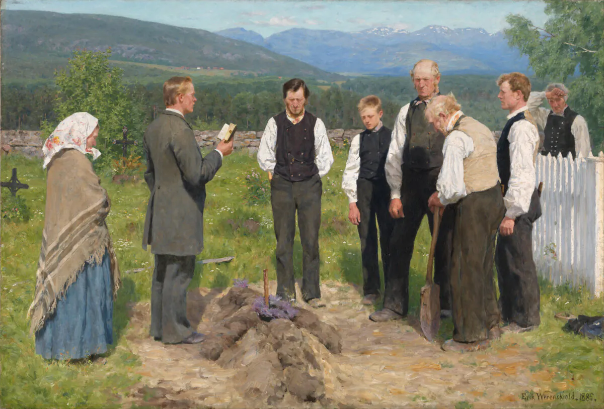 "But I could not hide my sorrow, When they laid her in that grave," reads the fourth verse of "Will The Circle Be Unbroken." "Peasant Burial," 1883/1885, by Erik Werenskiold. National Museum of Art, Architecture and Design, Oslo, Norway. (Public Domain)