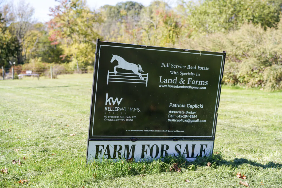 A farm for sale in Warwick, N.Y., on Oct. 13, 2023. (Cara Ding/The Epoch Times)