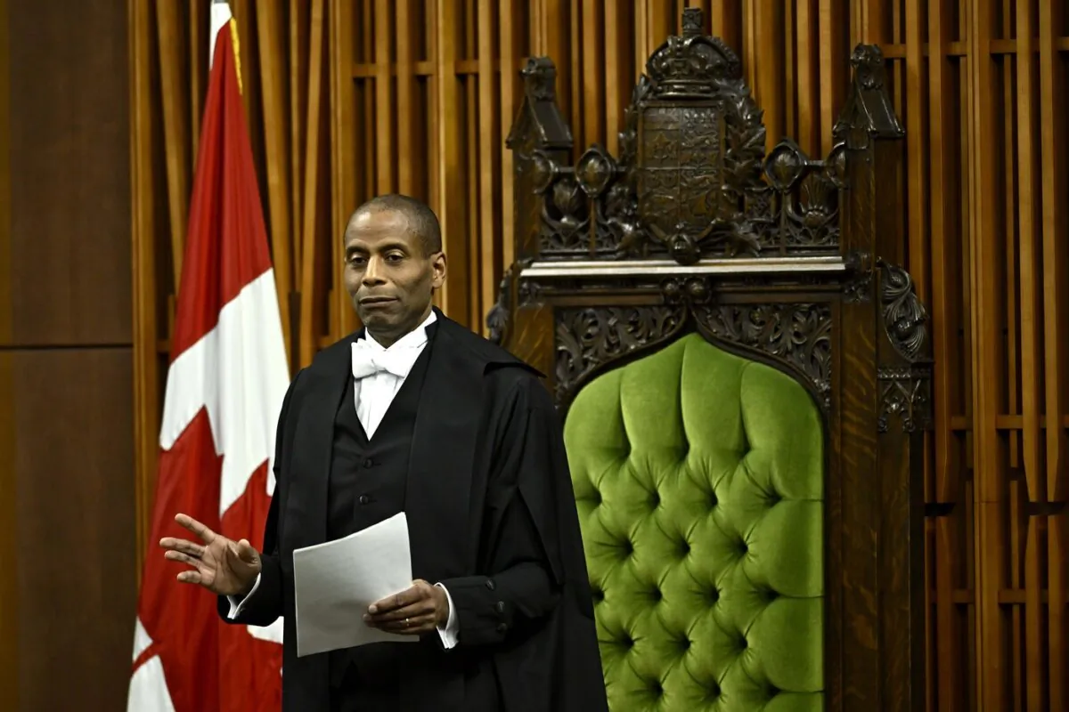 Speaker Greg Fergus makes a Speaker's Statement before Question Period in the House of Commons on Parliament Hill in Ottawa on Oct. 18, 2023. (The Canadian Press/Justin Tang)
