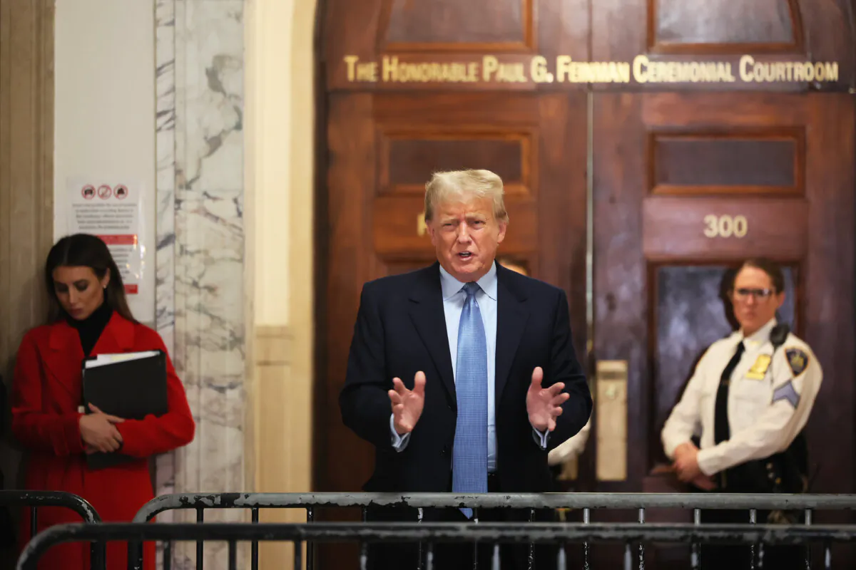 Former President Donald Trump as he leaves the courtroom during his civil fraud trial at New York State Supreme Court in New York City on Oct. 18, 2023. (Michael M. Santiago/Getty Images)