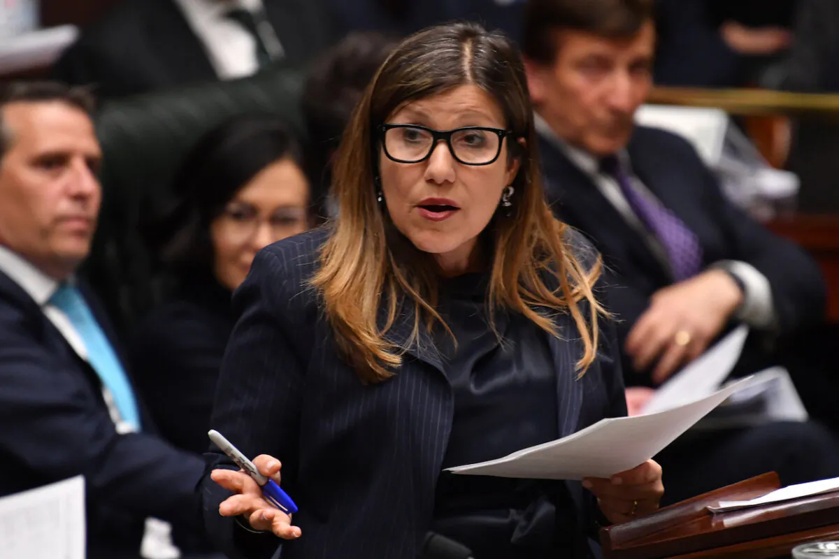 NSW Minister for Industrial Relations and Work Health and Safety Sophie Cotsis during Question Time in the Legislative Assembly at  New South Wales Parliament House, Sydney, on Feb. 14, 2022. (AAP Image/Bianca De Marchi/POOL)