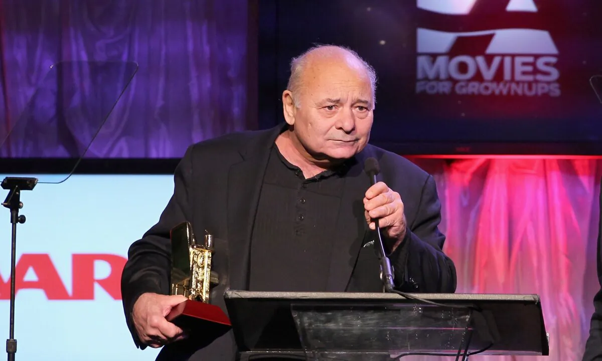 Actors Burt Young and Alex Shaffer speak onstage at AARP Magazine's 11th Annual Movies for Grownups Awards Gala at the Beverly Wilshire Four Seasons Hotel in Beverly Hills, Calif., on Feb. 6, 2012. (Mark Davis/Getty Images for AARP)