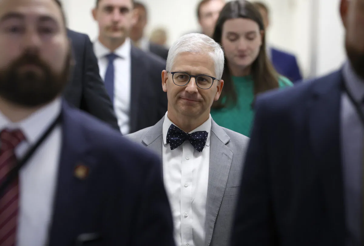 Rep. Patrick McHenry (R-N.C.) walks through the halls at the U.S. Capitol in Washington on Oct. 19, 2023. (Anna Moneymaker/Getty Images)