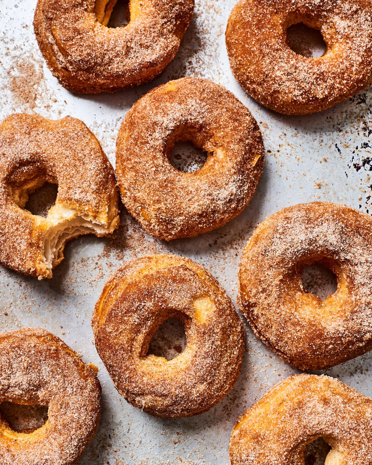 Easy cinnamon-sugar donuts made in the air fryer, ready in just 10 minutes. (Joe Lingeman/TNS)