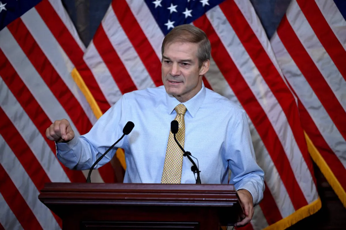 Rep. Jim Jordan (R-Ohio) speaks during a press conference at the U.S. Capitol in Washington on Oct. 19, 2023. (Andrew Caballero-Reynolds/AFP via Getty Images)