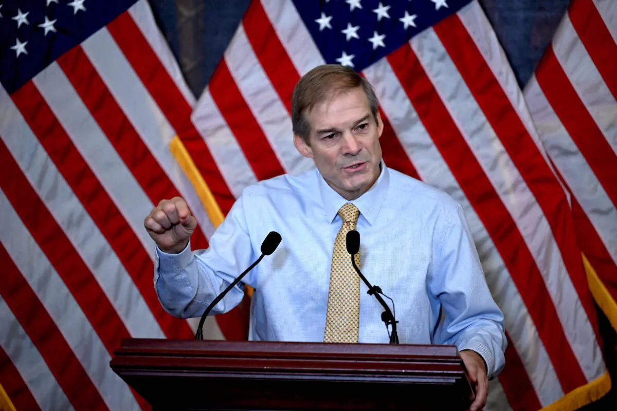 Rep. Jim Jordan (R-Ohio) speaks during a press conference at the US Capitol in Washington on Oct. 19, 2023. (Andrew Caballero-Reynolds/AFP via Getty Images)
