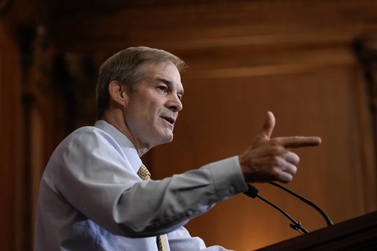 Rep. Jim Jordan (R-Ohio), the Republican speaker designee, holds a press conference at the U.S. Capitol in Washington on Oct. 20, 2023. (Drew Angerer/Getty Images)