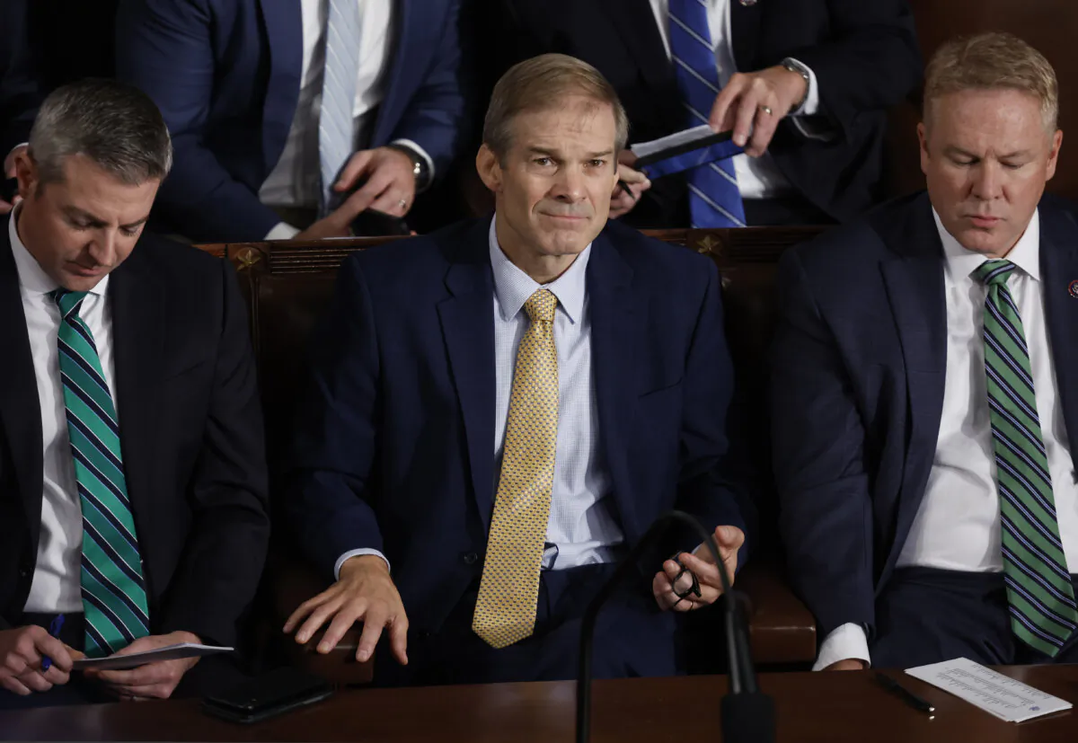 Rep. Jim Jordan (R-Ohio), Republican speaker designee, watches as the House votes for a third time on whether to elevate Jordan to speaker of the House, in the U.S. Capitol in Washington on Oct. 20, 2023. (Chip Somodevilla/Getty Images)