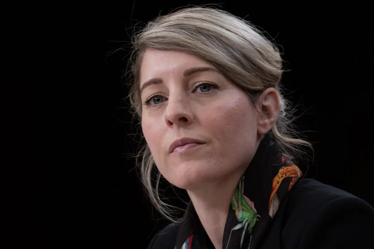 Foreign Affairs Minister Mélanie Joly is seen during a news conference in Ottawa on Oct. 19, 2023. (The Canadian Press/Adrian Wyld)