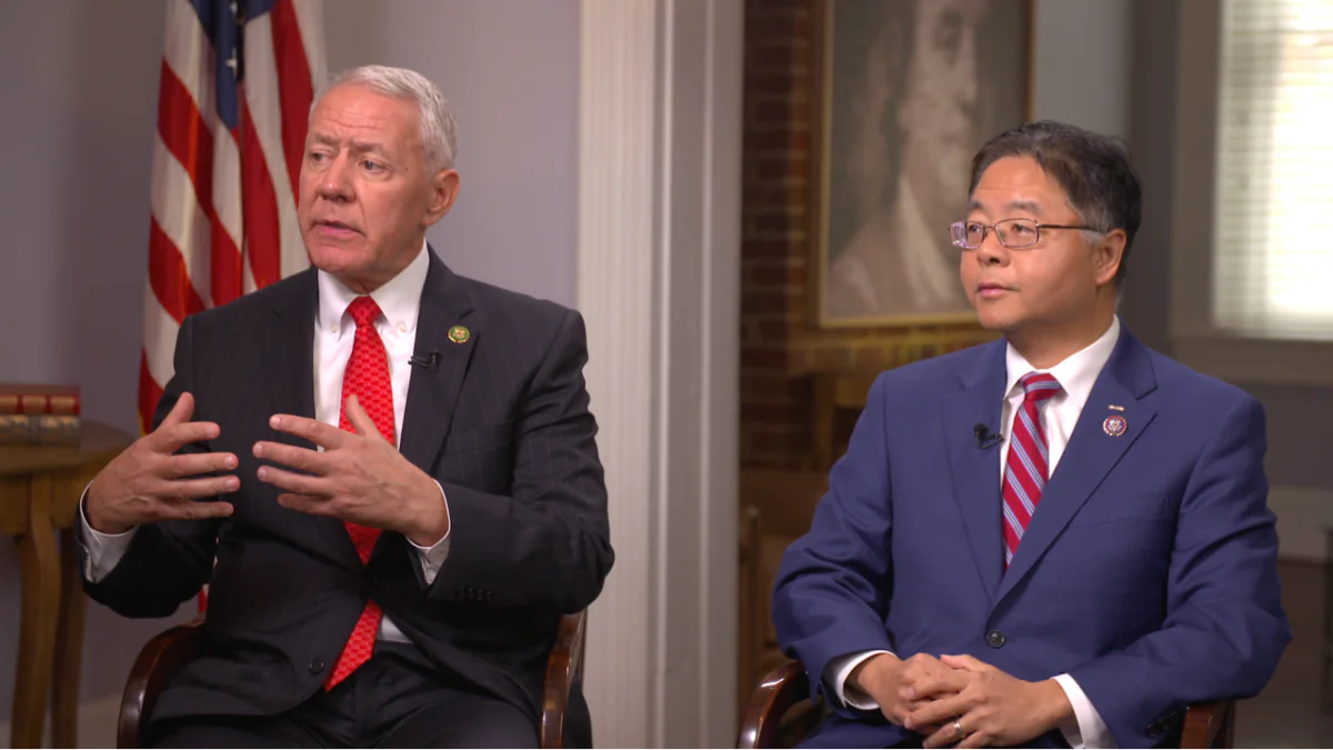 Ken Buck (R-Colo.) and Ted Lieu (D-Calif.) discuss artificial intelligence on "Civil Discourse." (The Epoch Times) 