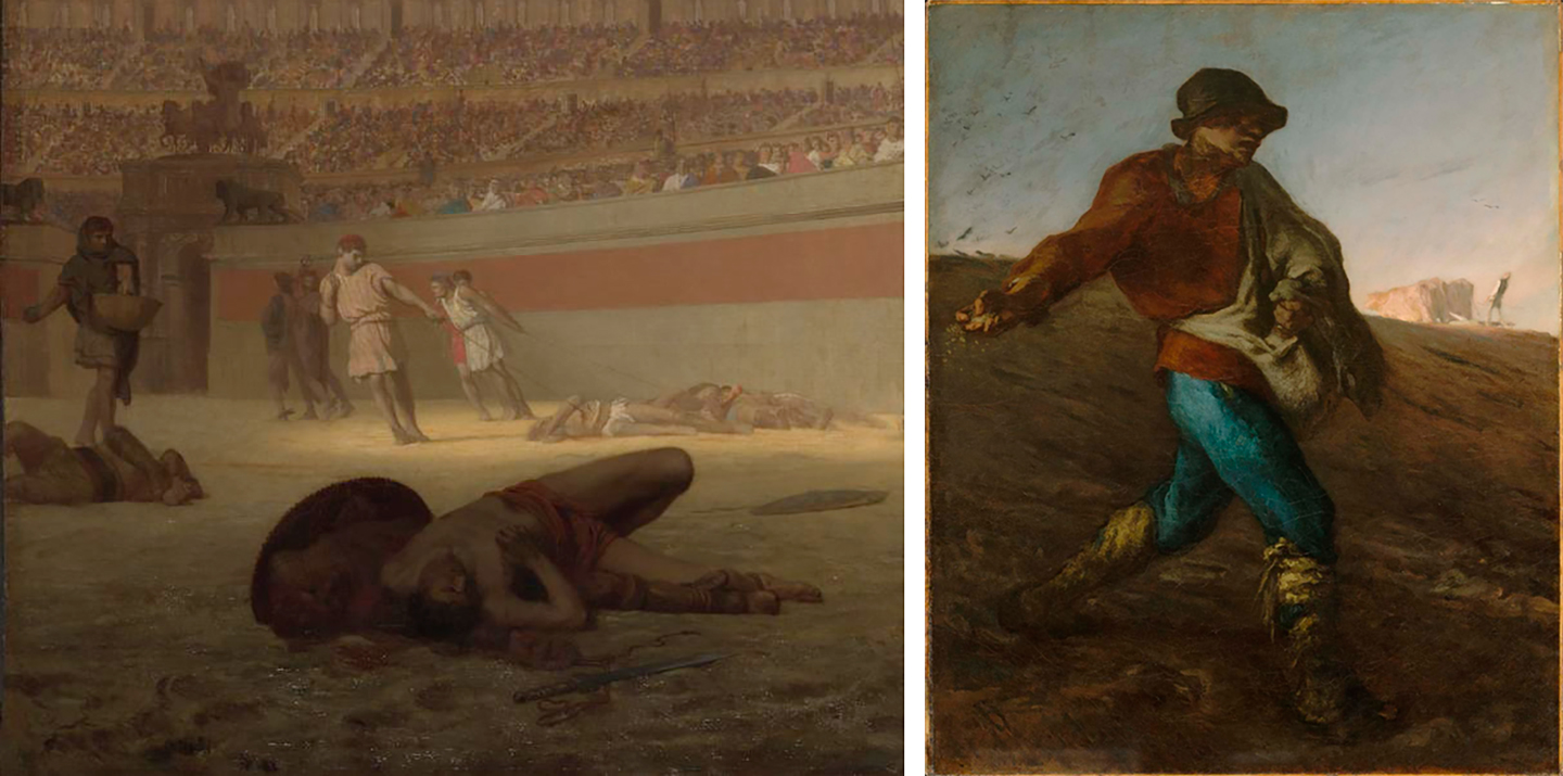 Details of Gerome's painting in comparison to Jean-François Millet’s Sower 