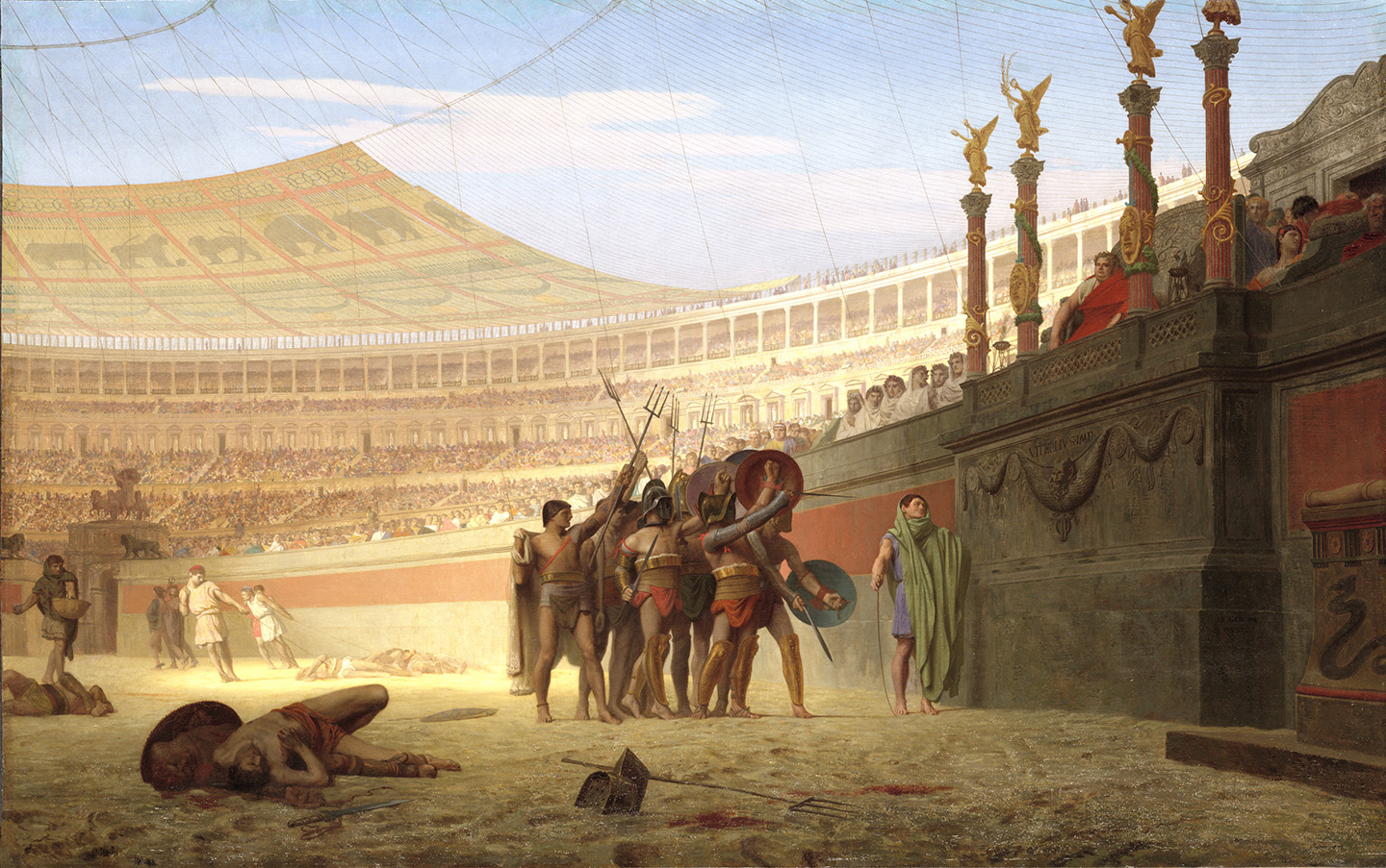 Ave Caesar! Morituri te salutant (Hail Caesar! We Who Are about to Die Salute You)