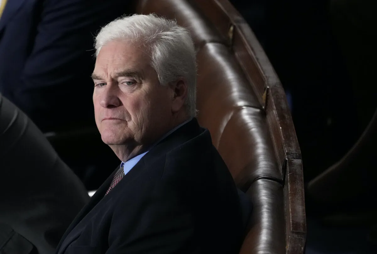 House Majority Whip Rep. Tom Emmer (R-Minn.) watches as the House of Representatives votes for a third time on whether to elevate Rep. Jim Jordan (R-Ohio) to Speaker of the House in the U.S. Capitol in Washington on Oct. 20, 2023. (Drew Angerer/Getty Images)