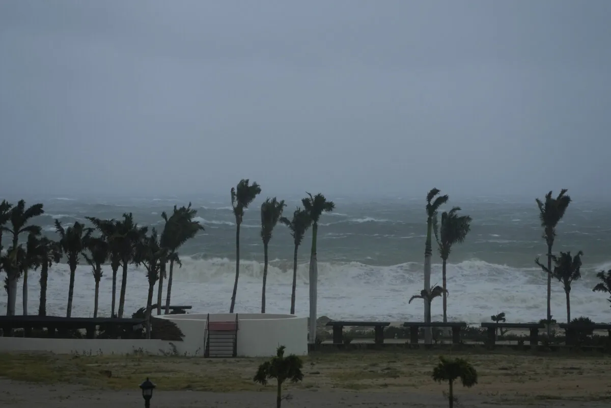Strong waves caused by Hurricane Norma hits a beach in San Jose del Cabo, Mexico, on Oct. 21, 2023. (Fernando Llano/(AP Photo)