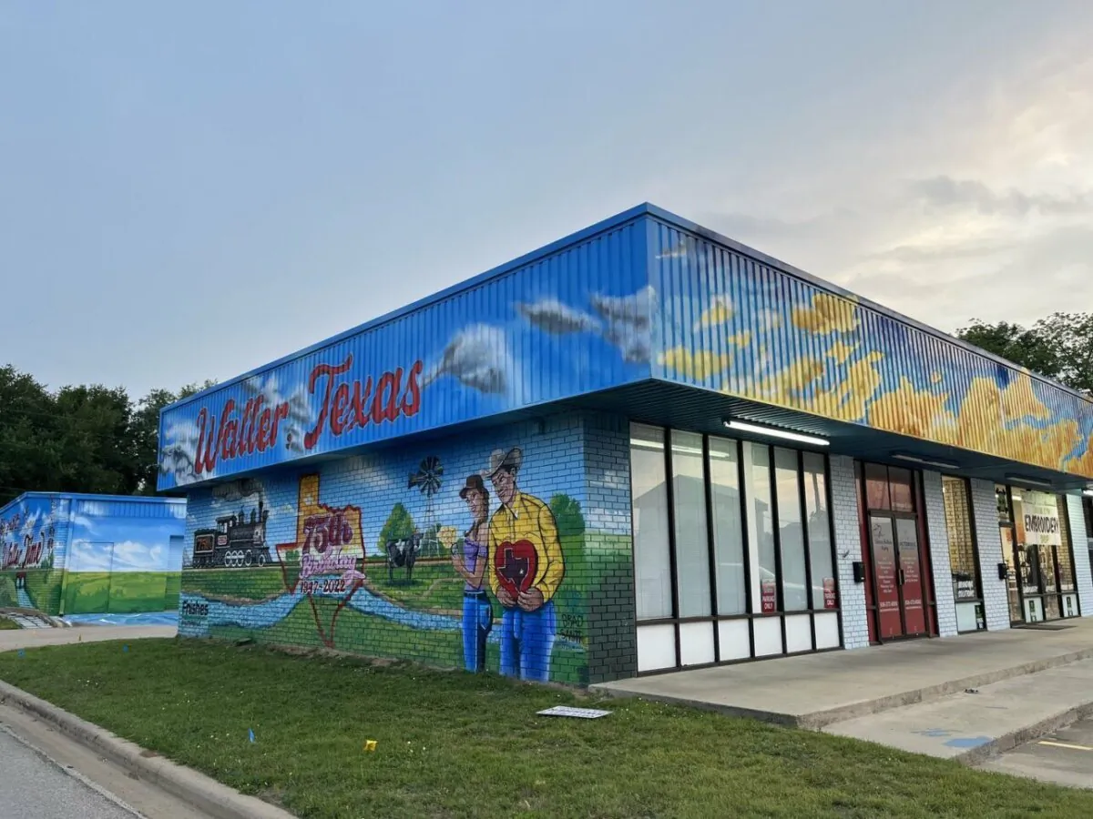 A mural created by Tilt Vision Studios in Waller, Texas, as shown in an undated photo. The company is suing the city after it passed a tough ordinance regulating the creation of murals in public. (Courtesy Pacific Legal Foundation)