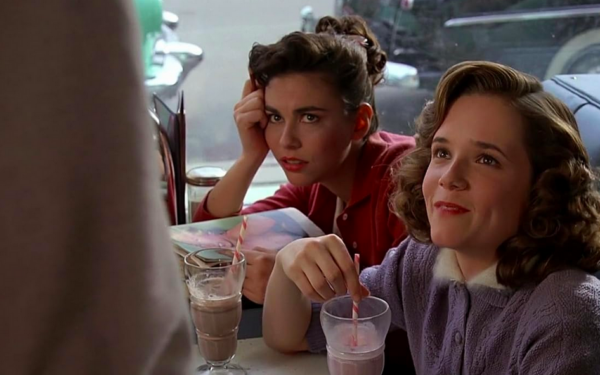 two girls in a diner booth in BACK TO THE FUTURE