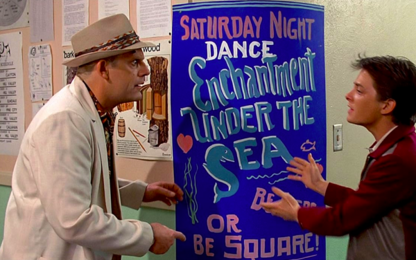 man, boy, and sign in BACK TO THE FUTURE