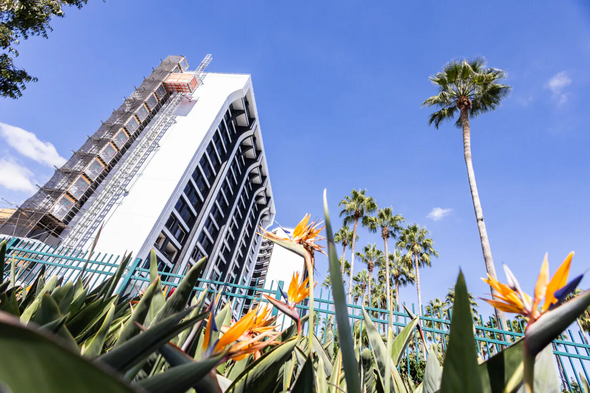 Construction continues at the former Paradise Pier Hotel in the Disneyland Resort area of Anaheim, Calif., on Oct. 24, 2023. (John Fredricks/The Epoch Times)