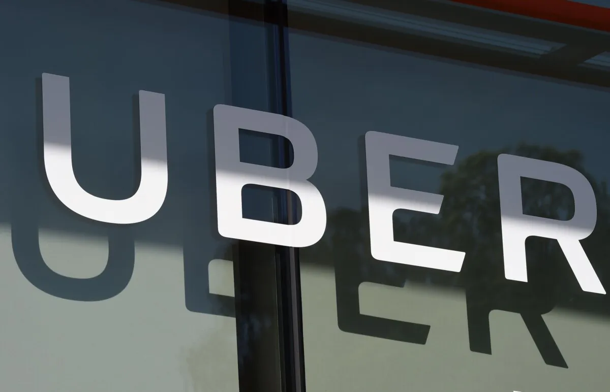 The Uber logo is seen   at the Skirball Center in Los Angeles, California, on May 8, 2018. (Robyn Beck/AFP via Getty Images)