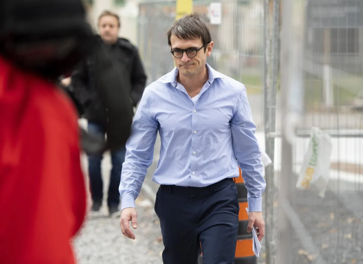 Cameron Jay Ortis, a senior intelligence official at the RCMP, leaves the courthouse in Ottawa after being granted bail on Oct. 22, 2019. (The Canadian Press/Justin Tang)
