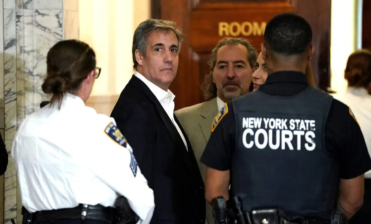 Former President Donald Trump's former attorney Michael Cohen looks on at court during a break in President Trump's fraud trial in New York on Oct. 25, 2023. (Timothy A. Clary/AFP via Getty Images)