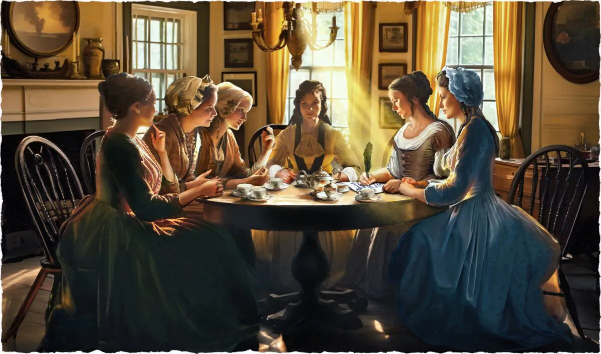 Inspired by
the Boston Tea Party,
the Edenton women
met and signed a
document formally
protesting Britain’s
taxation without
representation. (Biba Kayewich for American Essence)