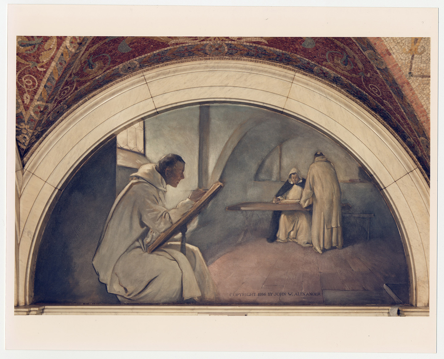 a monk illustrating a manuscript