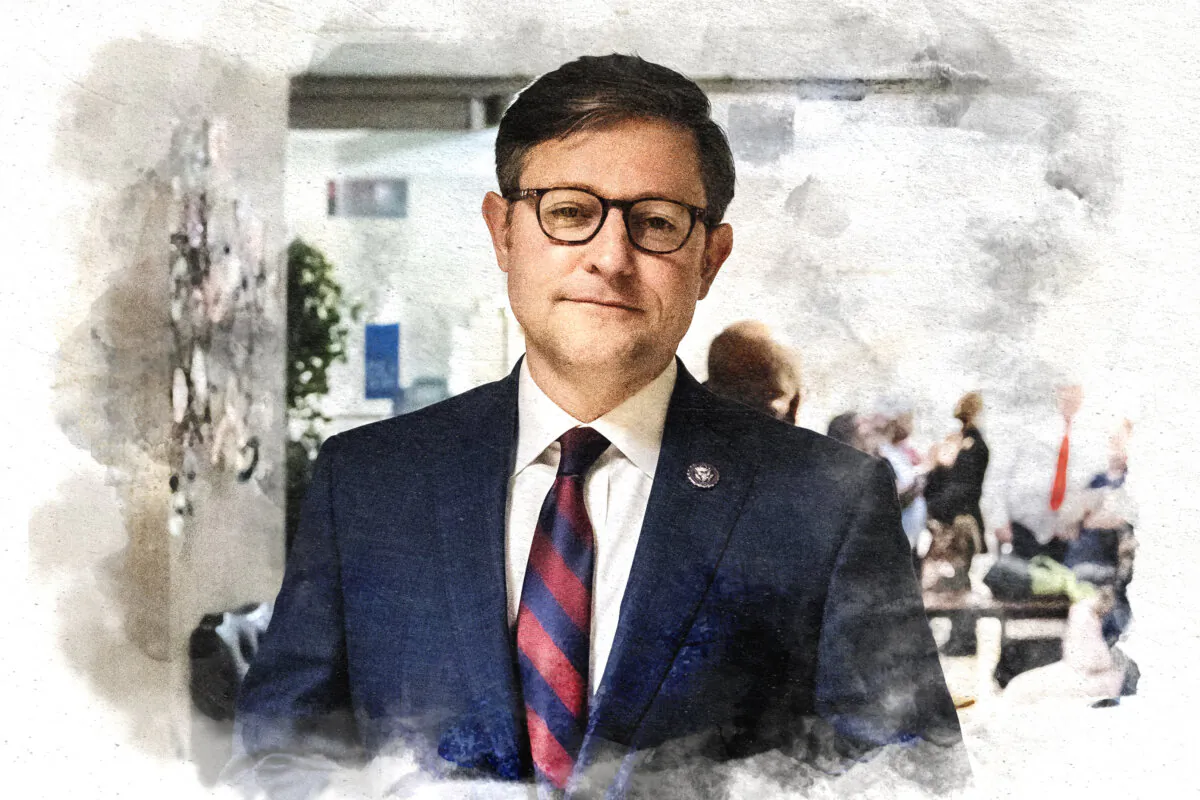 Rep. Mike Johnson (R-La.), then vice chairman of the House Republican Conference, attends the committee's "Victims of Violent Crime in Manhattan" field hearing at the Jacob K. Javits Federal Building in New York on April 17, 2023. (Chung I Ho/The Epoch Times)