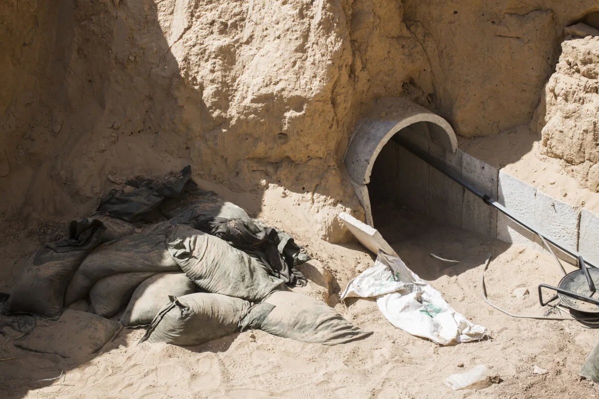 Overview of a tunnel built underground by Hamas operatives leading from the Gaza Strip into Israel, near the Israel-Gaza border, on Aug. 4, 2014. (Ilia Yefimovich/Getty Images)