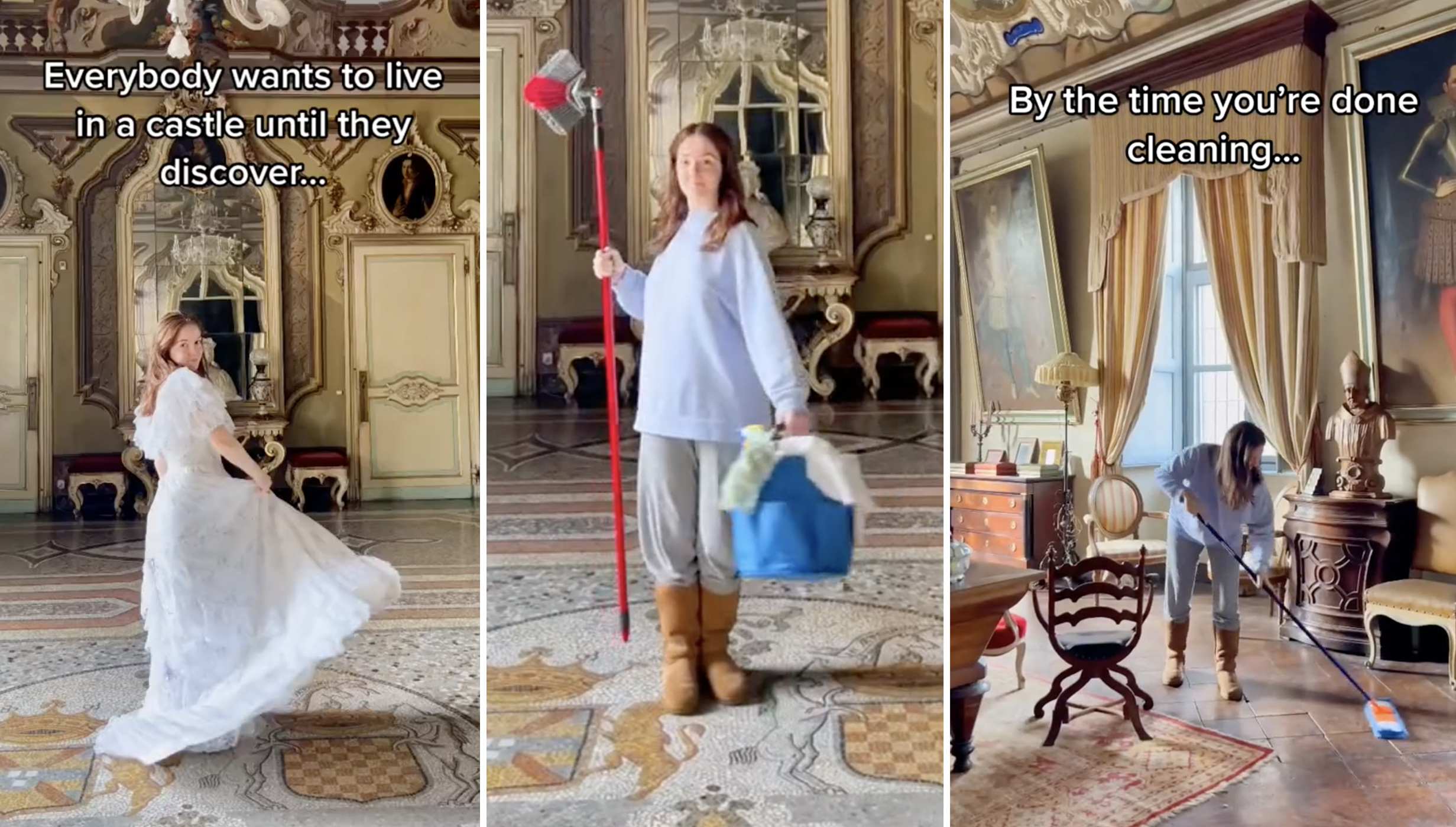 In a series of pictures Ludovica Sannazzaro shows her followers on social media the hard work that goes into maintaining the castle.