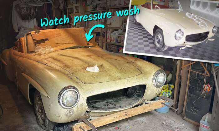 VIDEO: Ultra-Rare '50s Mercedes Barn Find Gathers Dirt for 60 Years—Watch Its First Pressure Wash