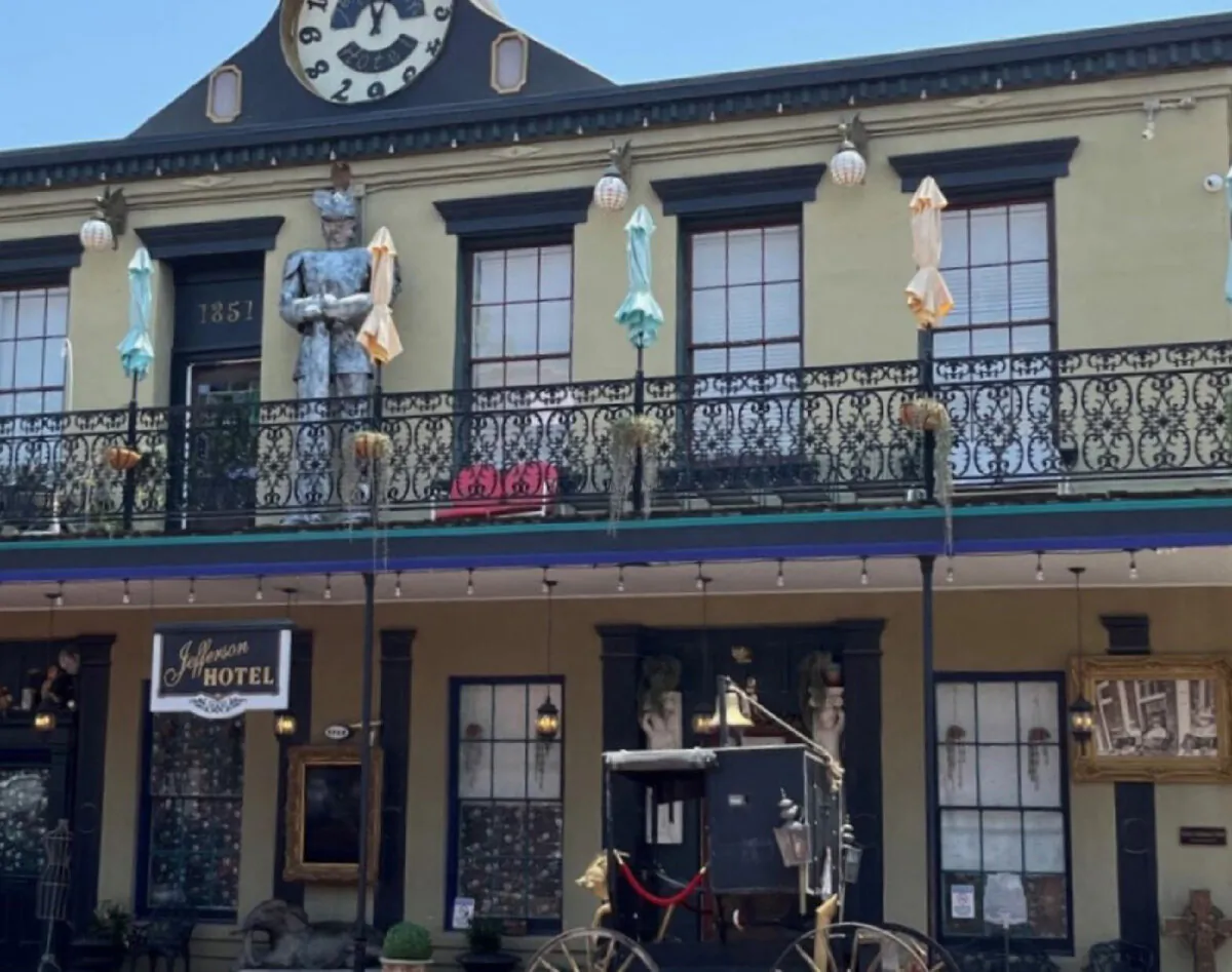 A stroll through historic Jefferson, Texas, passes the Jefferson Hotel. (Photo courtesy of Bill Neely)