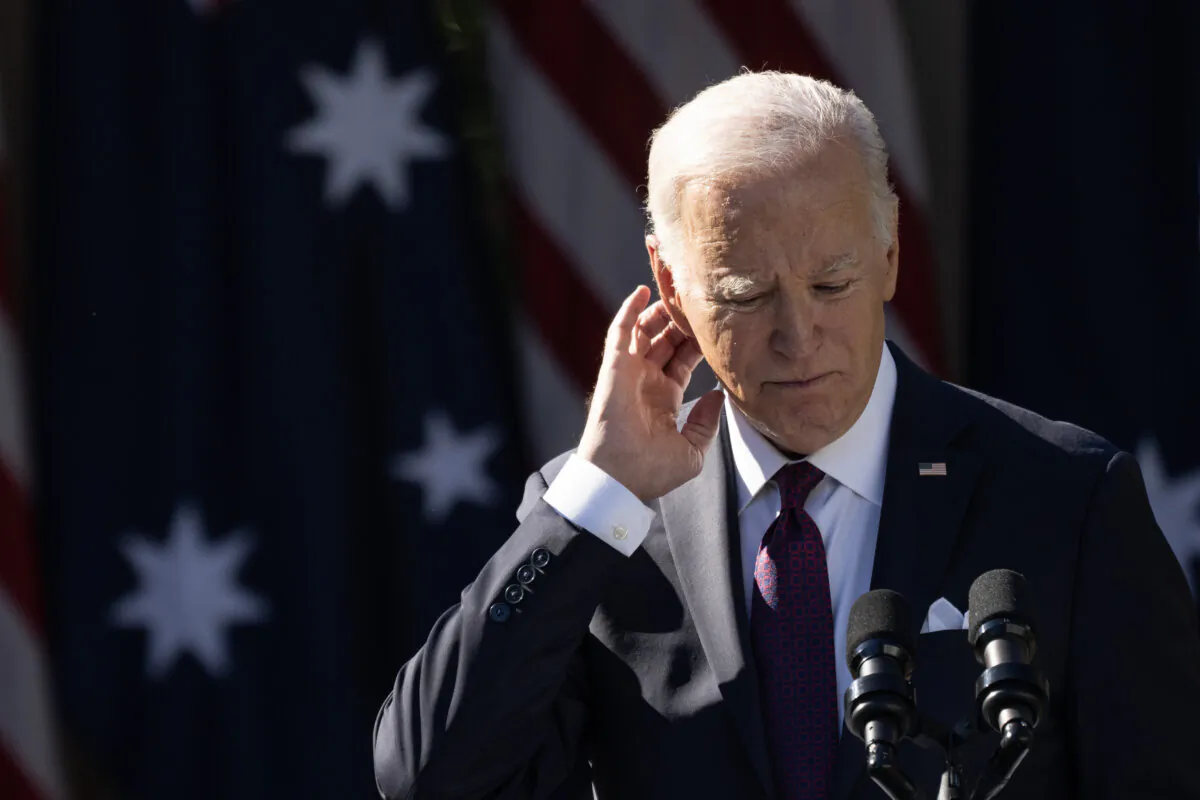 U.S. President Joe Biden holds a press conference with Australia's Prime Minister Anthony Albanese at the Rose Garden of the White House in Washington on Oct. 25, 2023. (Drew Angerer/Getty Images)