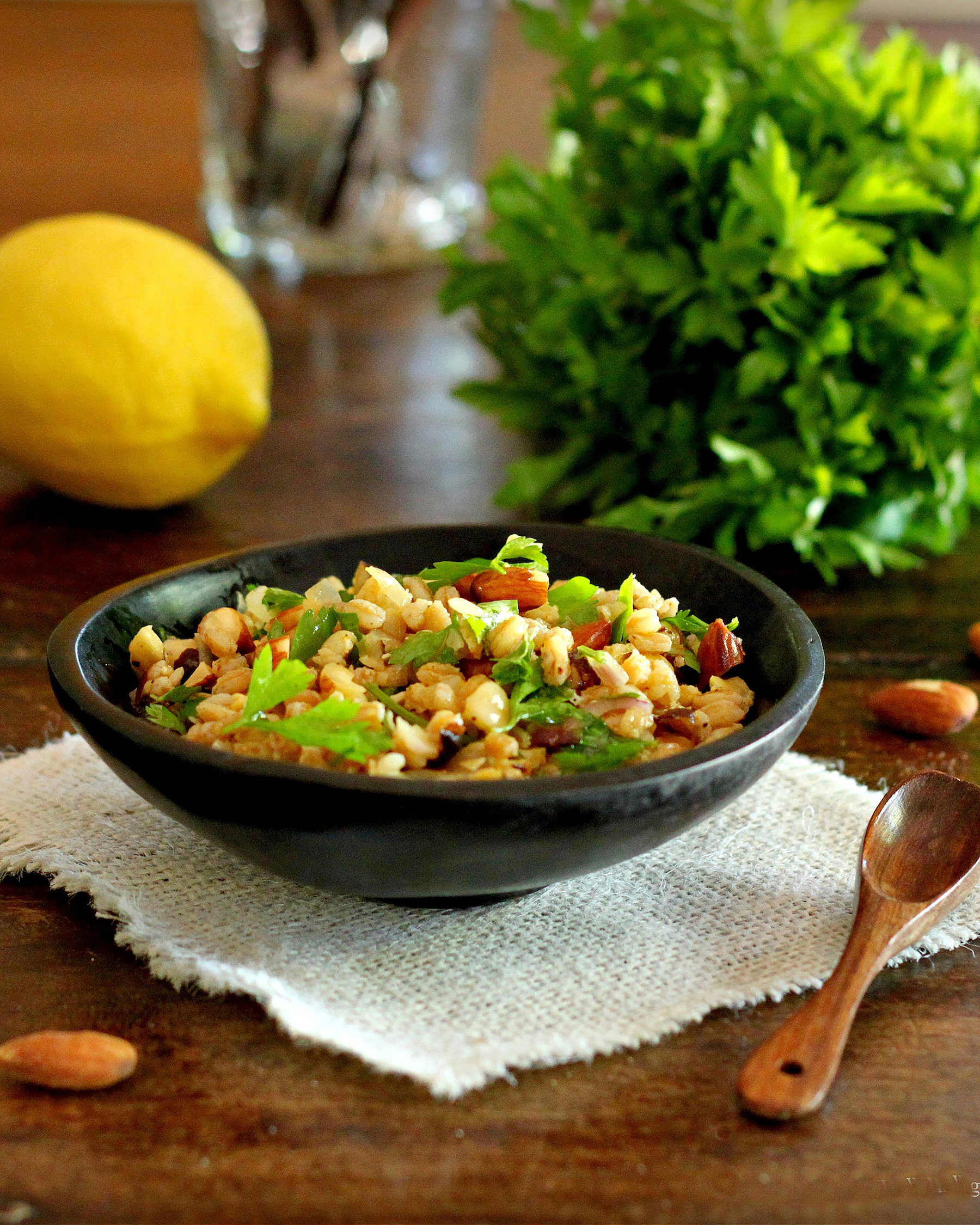 This pilaf recipe uses farro, a chewy, nutty ancient grain, tossed with bright and herbaceous seasonings. (Lynda Balslev for Tastefood)