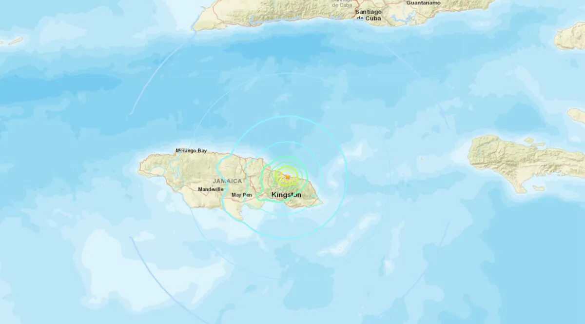 A 5.4 magnitude earthquake hit Jamaica on Oct. 30, 2023. (USGS)