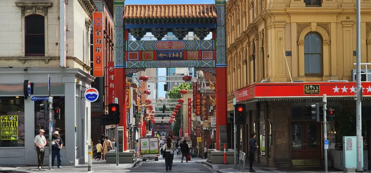 The entrance to China town in Melbourne, Australia, on Oct. 28, 2023. (Susan Mortimer/The Epoch Times)