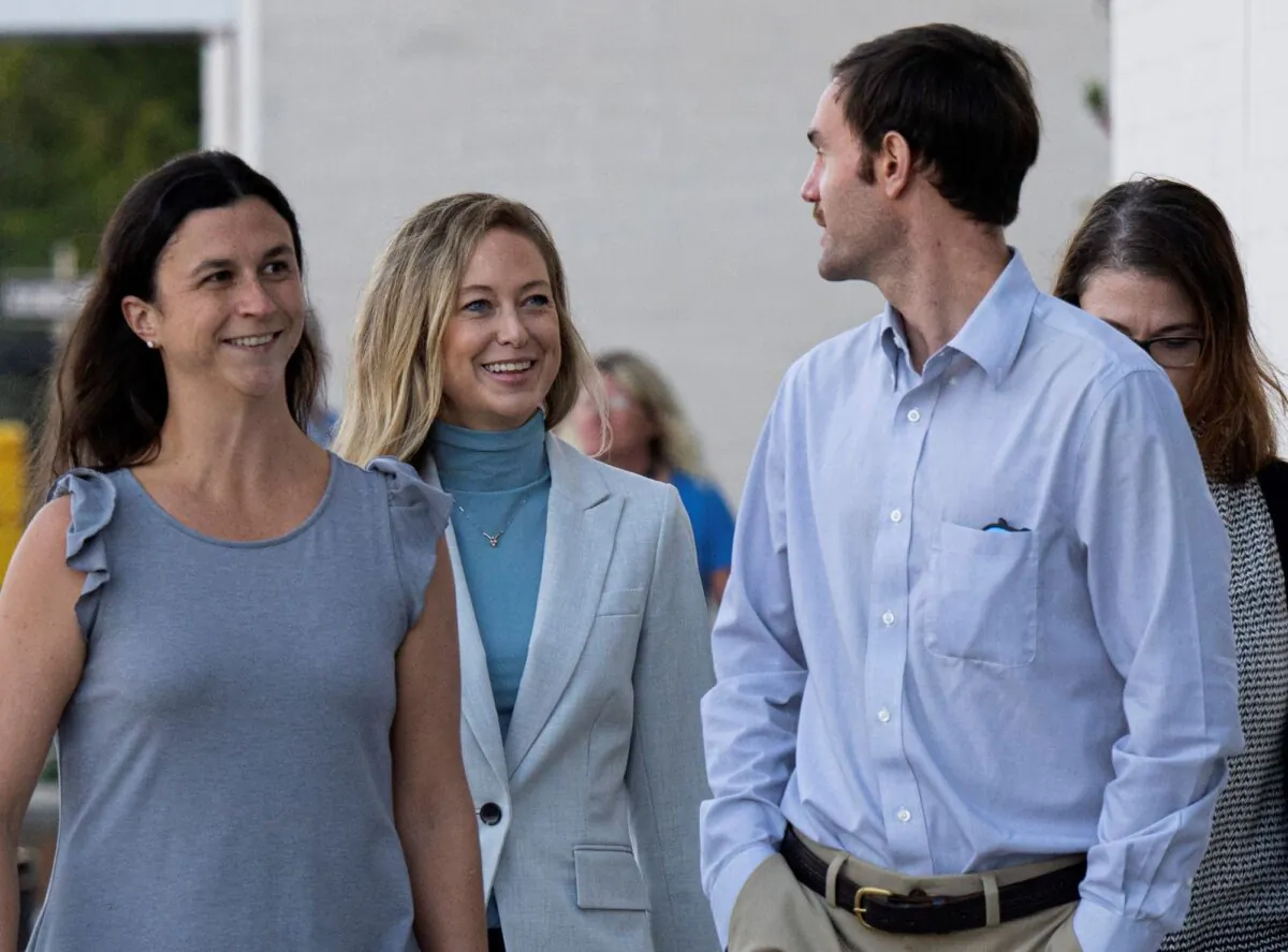 Molly Corbett, (2nd L), arrives with family at the Davidson County Courthouse, in Lexington, N.C., on Oct. 30, 2023. (Walt Unks/The Winston-Salem Journal via AP)