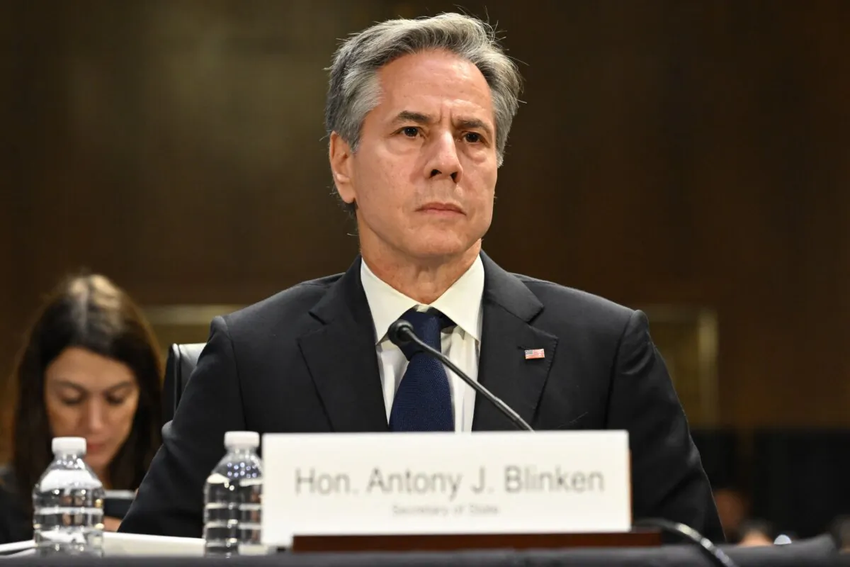 Secretary of State Antony Blinken looks on during a Senate Appropriations Committee hearing to examine the national security supplemental request on Capitol Hill in Washington on Oct. 31, 2023. (Saul Loeb/AFP via Getty Images)
