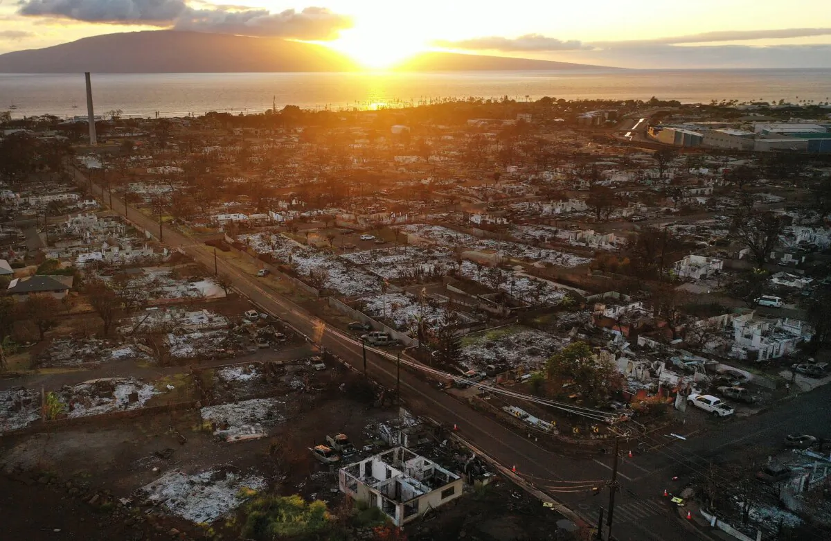 Burned structures and cars are seen two months after a devastating wildfire in Lahaina on the Hawaiian island of Maui, on Oct. 9, 2023. (Mario Tama/Getty Images)