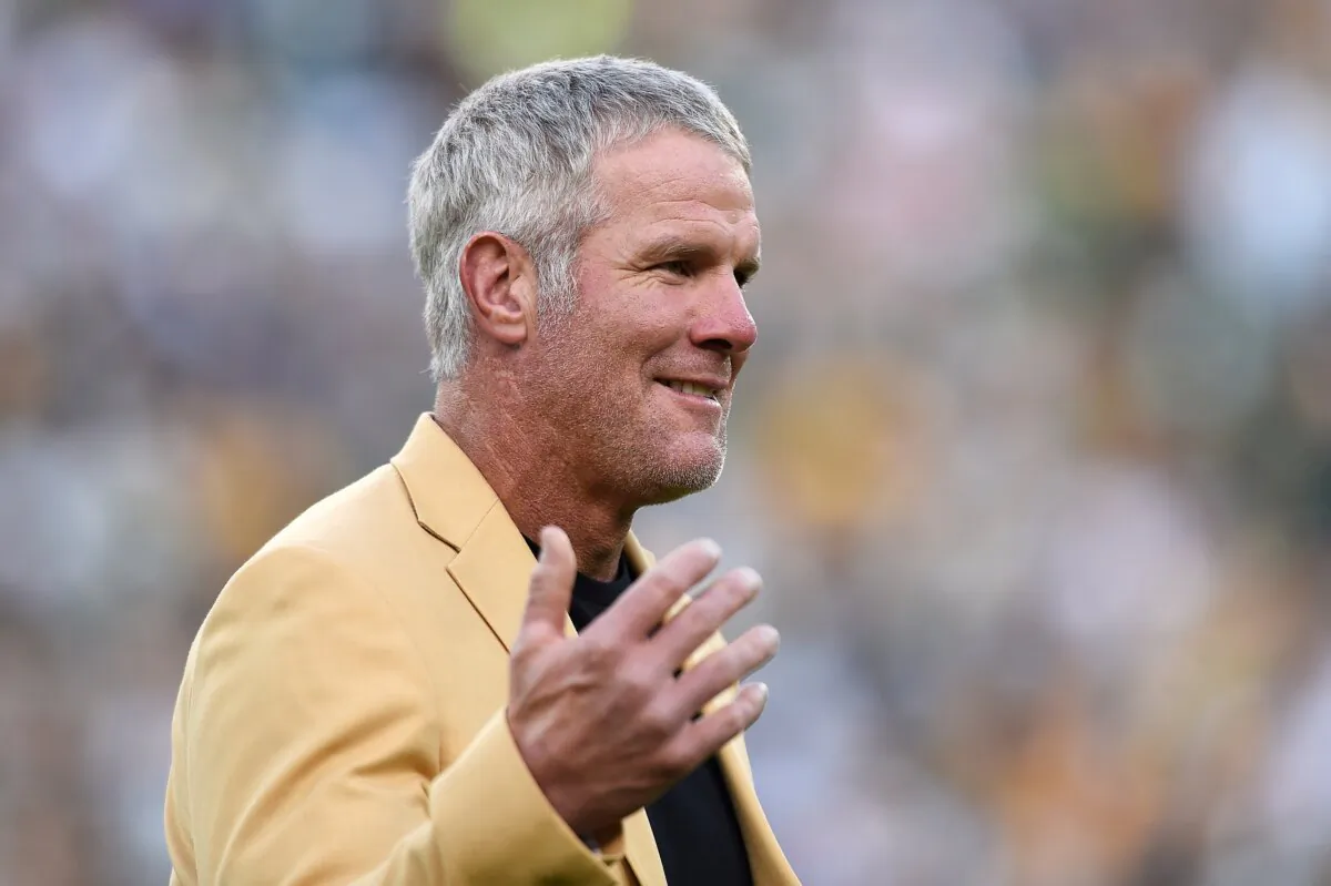 Former NFL quarterback Brett Farve is inducted into the Ring of Honor during a halftime ceremony during the game between the Green Bay Packers and the Dallas Cowboys at Lambeau Field in Green Bay, Wis., on Oct. 16, 2016. (Hannah Foslien/Getty Images)