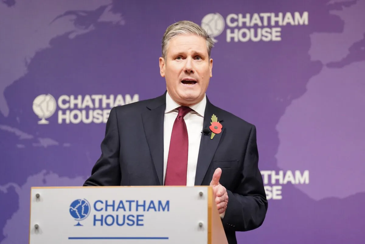Labour leader Sir Keir Starmer delivers a speech on the situation in the Middle East at Chatham House in central London on Oct. 31, 2023. (Stefan Rousseau/PA)