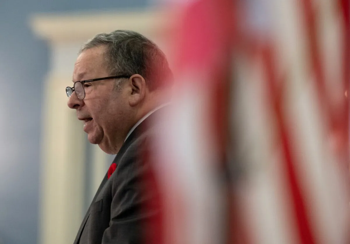 Washington’s ambassador to Canada, David Cohen, after giving the keynote address at a Canadian Club luncheon in Ottawa on Oct. 31, 2023. (The Canadian Press/Adrian Wyld)