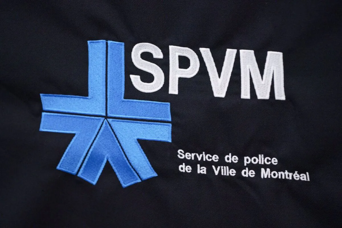A Montreal Police logo is seen in Montreal on July 8, 2020. (The Canadian Press/Paul Chiasson)