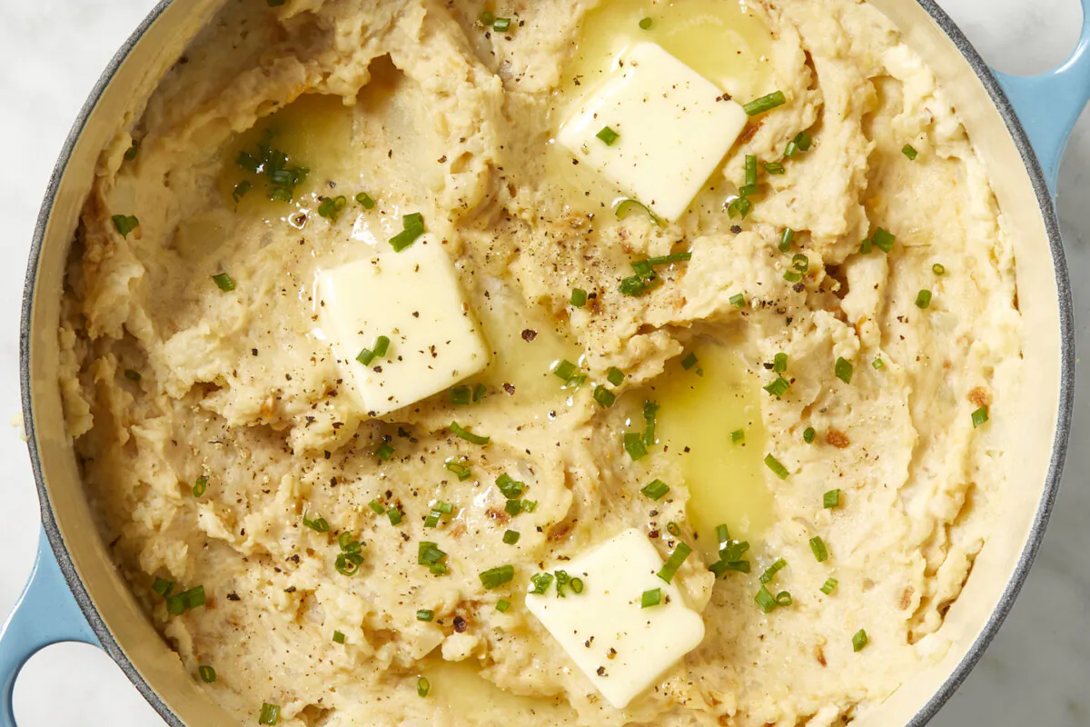 Stir onion soup mix and sour cream into mashed potatoes for an easy side dish that will outshine the main course. (Alex Lepe/TNS)