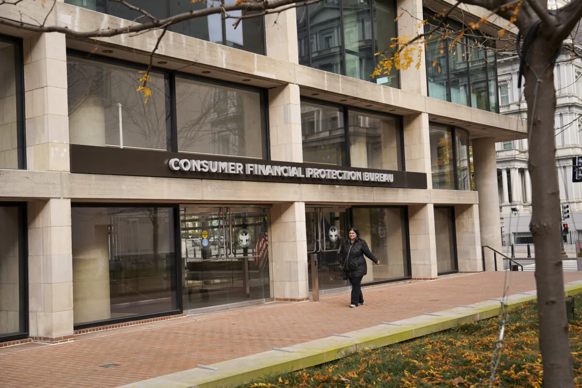 The Consumer Financial Protection Bureau building in Washington on Oct. 31, 2023. (Madalina Vasiliu/The Epoch Times)