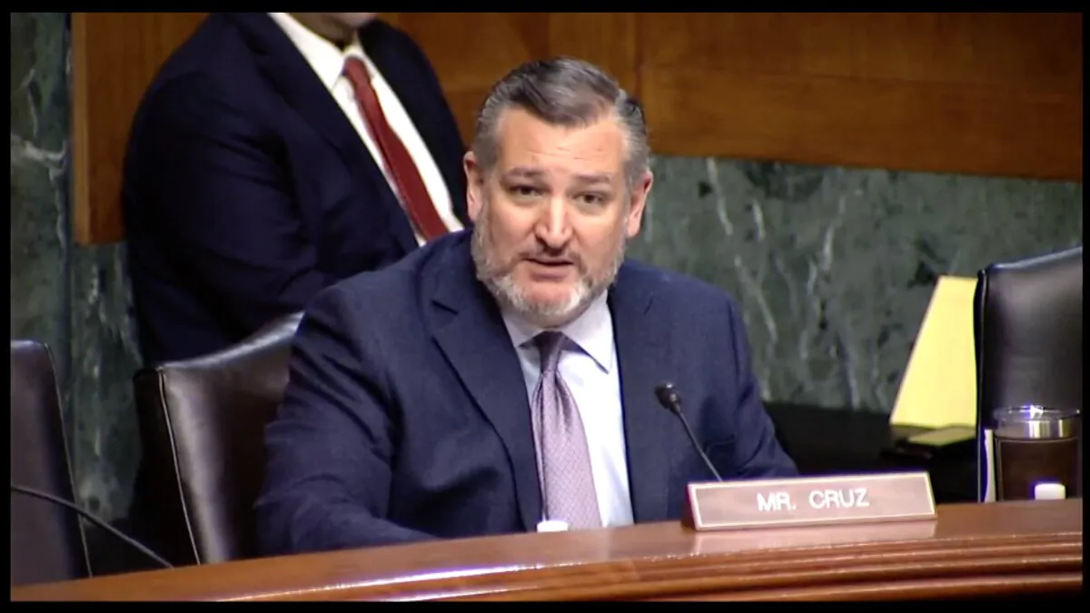 Sen. Ted Cruz (R-Texas) speaks at a Senate hearing, on Nov. 1, 2023. (Senate Judiciary Committee/Screenshot via NTD)