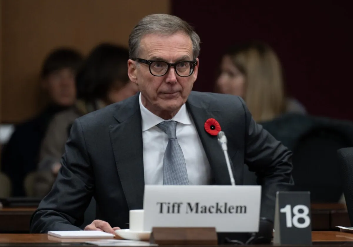 Bank of Canada governor Tiff Macklem waits to appear at the Senate Committee on Banking, Commerce and the Economy, in Ottawa, on Nov. 1, 2023. (The Canadian Press/Adrian Wyld)