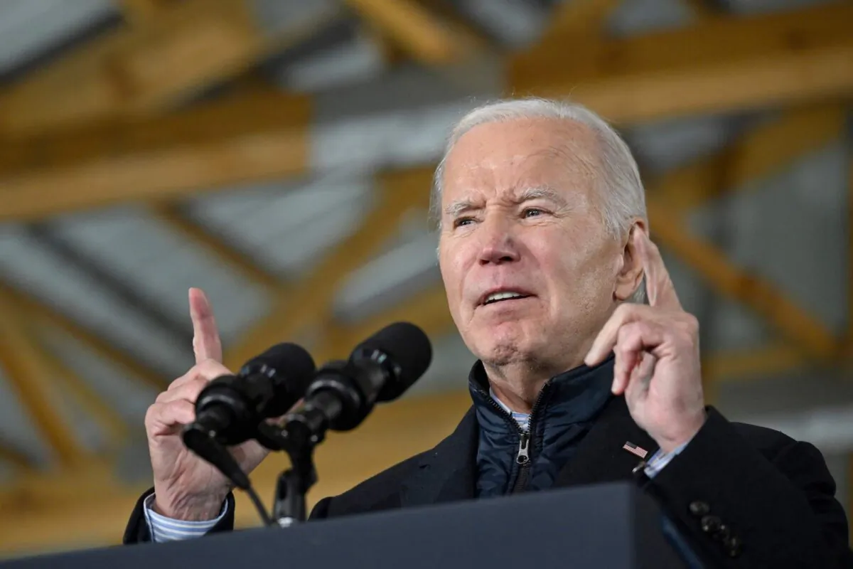 President Joe Biden speaks about his Bidenomics agenda at Dutch Creek Farms in Northfield, Minn., on Nov. 1, 2023. (Andrew Caballero-Reynolds/AFP via Getty Images)